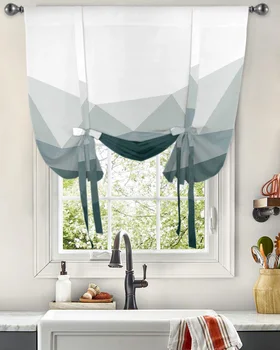 Geometrické Mozaiky Trojuholník Okno Opony Zviazať Závesy pre Kuchyňa Obývacia Izba Nastaviteľná Tyč Vrecku Závesy