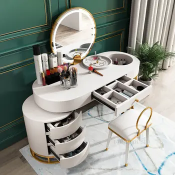 Európska Skladovanie Príborníky Minimalistický Moderné Spálne Nábytok Domov Mini Bay Okno Spálne Bielizníka LED Zrkadlo, Toaletný Tabuľky