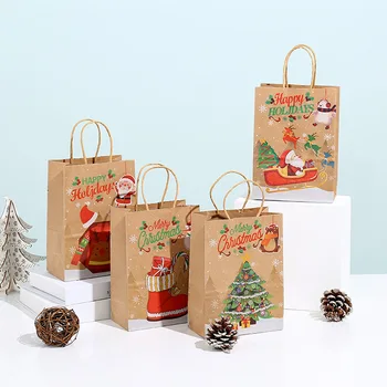 5 ks Vianočné Darčeky, Tašky Santa Vianočný Strom Candy Cookie Súčasnosti Papierové Tašky Na Vianoce Dovolenku Dekorácie Nový Rok Darčekové Balenie