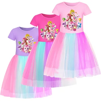 dievčatá šaty Chytiť Teenieping tlač Cartoon Bavlny-Line podkolienok vestidos deti šaty pre dievčatá princezná šaty elegantné