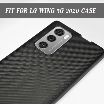 Carbon Fiber Vzor Prípade Kožené Hard Shell Shockproof Pre LG mobile Krídlo Prípade Smartphone Chrániť telefón prípade Vhodná lgwing