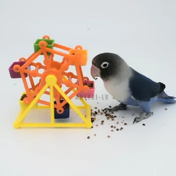 Vták Zelené Krmivo Kreatívne Hračky Papagáj Feeder Otočiť Školenia Hračky Inteligencie Rast Klietky Farebné Zobanie Veterný Mlyn Hračka