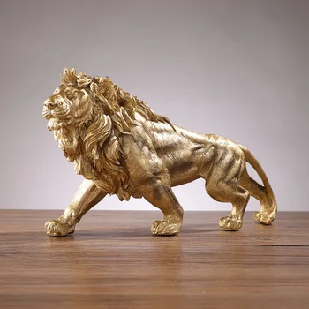 2023 Nové Živice Golden Lion King Figúrky Home Office Desktop Moderné Zvierat Sochy, Dekorácie, Doplnky Obývacia Izba Dekor
