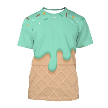 Nové T-shirt Záujem Ice Cream 3D Tlačené O-golier Streetwear Muži Ženy Šortky Sleev Tees Letné Trendy Príležitostné Voľné Topy Dieťa