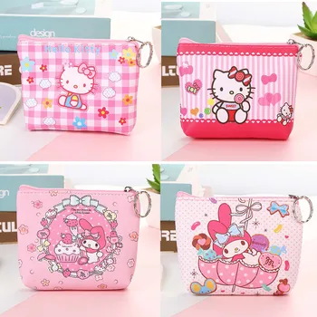 Sanrio Hello Kitty Moje Melódie PU Ženy Mince Kabelku Vak Mini Rúž Skladovanie Taška Kreditnej Karty Taška ID Držiteľa Karty