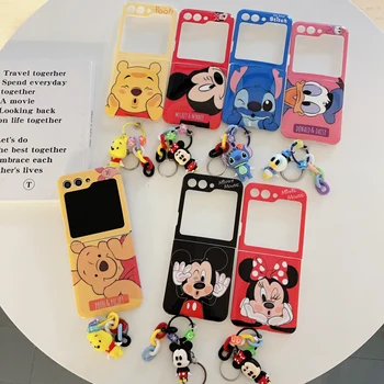 Cartoon Disney Mickey Minnie Steh s Príveskom Telefón puzdro pre Samsung Galaxy Z Flip 3 4 Z Flip 5 5G Anti-drop Zadný Kryt Funda