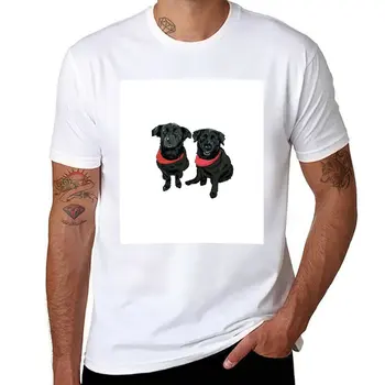 Nové Dve Roztomilé Psov T-Shirt letné šaty Krátke tričko Nadrozmerné t-shirt čierna, t košele tričká pre mužov obrázok