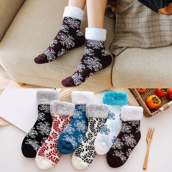 3 páry/nové jesenné a zimné lyžovanie ponožky, pribrala a plyšové zimné izolácia podlahy ponožky, dámske ponožky, Vianočné ponožky