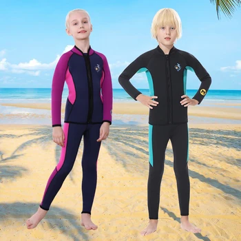 Podvodná Neoprén Deti 3 mm Neoprénu Plný Wetsuits Dievčatá Chlapec Potápačský Oblek pre Surfovanie, Potápanie potápanie na nádych Hrubé Plavky Dva Kusy