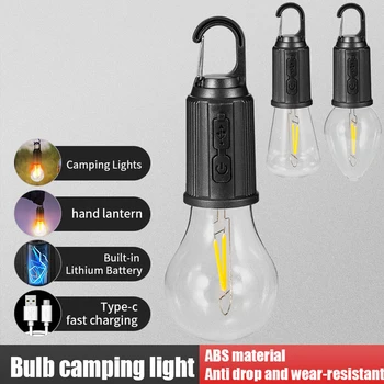 Prenosné Osvetlenie Typ Svietidla C Nabíjanie LED Camping Lampa s Hákom Prenosné Camping Svetlo 600mAh Vodotesný pre BBQ Skúmanie