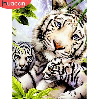 Huacan DIY Umenie Diamond Mozaiky Tiger Kreatívne Hobby Diamond Maľby Zvierat Cross Stitch Súpravy na Vyšívanie Domova Wall Art