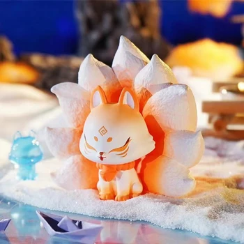 Anime Roztomilý Kreslený Malý Fox Ploche Ručne Vyrábané Liečivé Systém Starovekého Deväť Chvostom Fox Slepé Okno Bábika Pár Roztomilý Darček Ornament