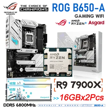 Pätica AM5 Doske Vyhovovali AMD Ryzen 9 7900X Procesor S ASUS ROG STRIX B650-HERNÉ Wifi DDR5 Doske Asgard 6800MHz RGB