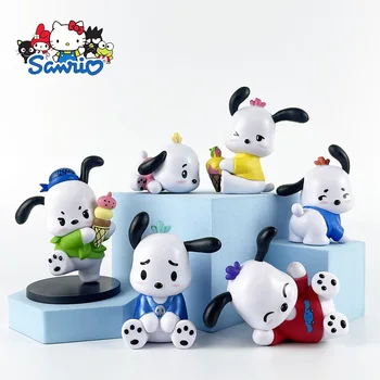 6pcs Sanrio Pochacco Ice Cream Kawaii Komiksu, Anime Postavy Tvorivé Zberateľskú Ploche Model Bábiky Hračky Office Ozdoby, Darčeky