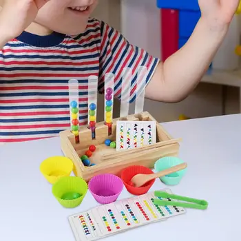 Drevený Kolík Dosková Hra Guľôčky Hra Drevené Rainbow Gule v Poháre Montessori Hračka pre Deti,