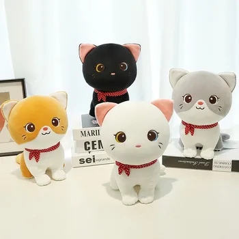 24 cm vlhké a mäkké Kawaii mačka bábika plyšové hračky, hnedá, biela, sivá, čierna a mäkké mačiatko dieťa zvierat dieťa narodeniny prázdninový darček