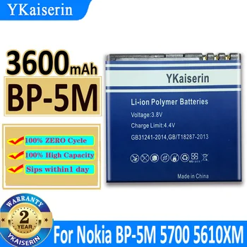YKaiserin BP-5M Batéria Telefónu Nokia 6220 Classic, 6500 8600 Luna 6110 Navigator 5610 5700 6500S, 7390 3600mAh kontakty batérie