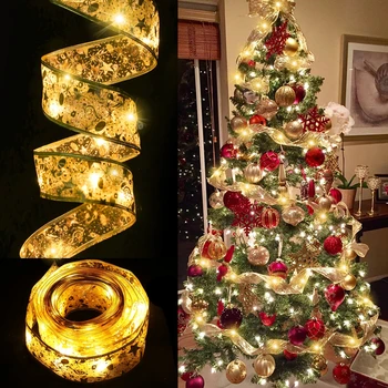 Vianočné Rozprávky Svetlá Reťazce LED pás s nástrojmi Luky Cristmas Stromček, Ozdoby na Vianočný Dekor Pre Domáce 2023 Navidad Natal Nový Rok 2024