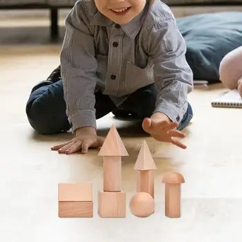Drevo Geometrické Pevné Bloky Výučby Pomoci Vzdelávacie Hračka Montessori pre Mš