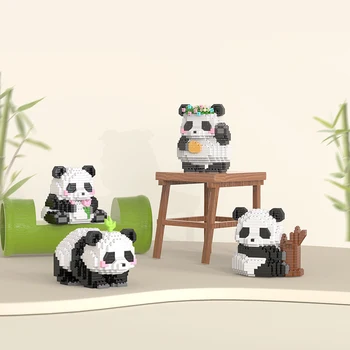 Cartoon Panda Montáž Blokovať Ručne DIY Vzdelávacie Puzzle Inovácie Zvierat Medveď Dekorácie Roztomilé detské Narodeninové Darčeky