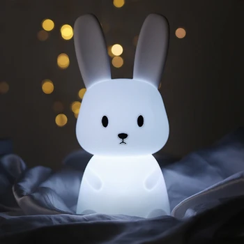 Králik Zvierat Cartoon Silikónové Lampa Stmievateľné USB Nabíjateľné detský Spací Svetlo Darček k Narodeninám