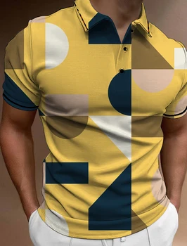 Pánske Prekladané Tlačidlo Blokovať Polo Shirts Bežné Krátke Rukávy Mens Muž Polo T Shirt Mens Topy Ulici Mans Golfové Oblečenie Oblečenie