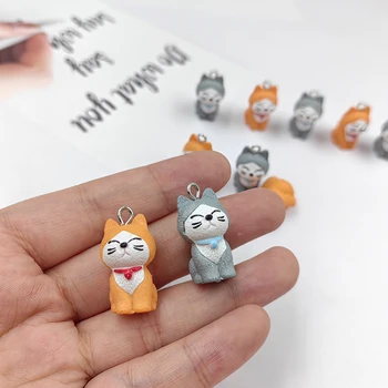 10pcs Kawaii Orange Stojí Mačka zobrazili kľúčové tlačidlá pre Šperky, Takže Krásne Zvieratá, Prívesky Diy Náušnice Keychain Hľadanie C1433