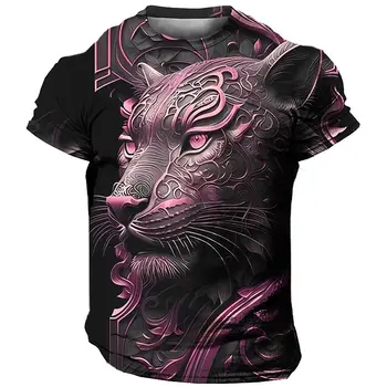 2023 Lete pánske T-shirt 3D Zvierat Tiger Tlač Športové Bežné Krátky Rukáv Voľné Nadrozmerné T-shirt Nové Trendy Top