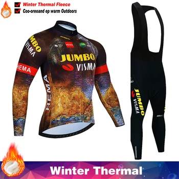 JUMBO Zimné Thermal Fleece, Cyklistika dres Nastaviť pánske Jersey Vyhovovali Ciclismo Pro MTB Cyklistické Oblečenie MTB Bike Jersey Auta