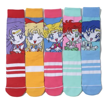 Anime Námorník Cosplay Ponožky Tsukino Usagi Mizuno Ami Karikatúra Tlače Média Ponožky Kvalitné Bavlnené Ponožky