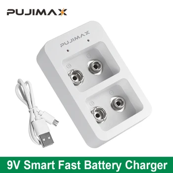 PUJIMAX 2 Sloty Smart Rýchlo Nabíjačka Batérií S LED Indikátory USB Kábel Pre 9V Ni-MH/Ni-Cd/Li-ion Nabíjacie Batérie