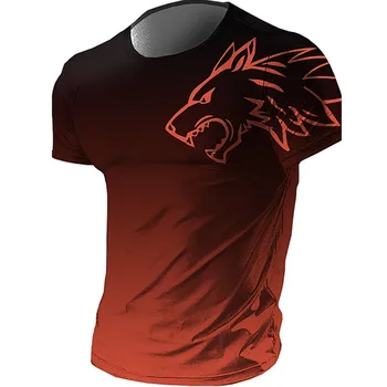 2023 Lete Mužov Anime Wolf 3D Tlač T-Shirts O-Krku Krátky Rukáv Fashion Trend Priedušná Fitness Bežné Osobnosti Dizajn Tees