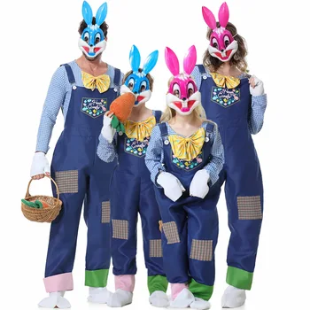 Dospelé Deti Rodič-dieťa Veľkonočný Zajačik Vajcia Maškaráda Jumpsuit Maska Set Ženy, Mužov Halloween Úlohu Hrať Zdobiť Cosplay Kostým
