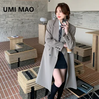 UMI MAO Premium Dlho Zákopy Srsti 2023 Nové Jeseň kórejský Edition Voľné Nosenie Príležitostné Študentka Vetra Breaker Pre Ženy