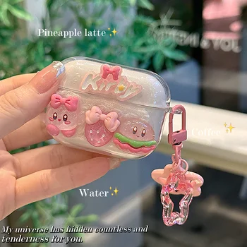 Cartoon Kawaii Kirby Airpods 1/2/3/por Anime Bluetooth Headset Ochranné puzdro Slúchadlá Shell Úradný Mäkké Silikónové puzdro