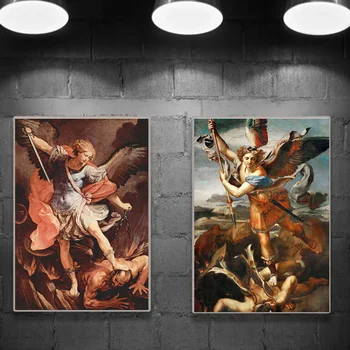 St. Michael Archanjel Vintage Poster Tlačí Na Obývacia Izba Domova Kresťanského Náboženstva Anjel Plátno Na Maľovanie Na Stenu Umenie