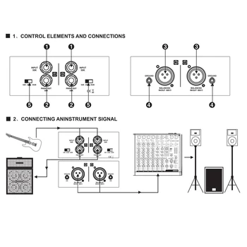 DI-2 Zvukový Izolant Pasívne Audio DI Box Audio Hluku Canceller Gitara Izolant Odpor Proti Hluku-Audio Prevodník