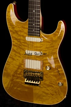 Pensa Mark Knopfler MK-I Classic Amber Sunuburst Prešívaný Javorový Top Elektrická Gitara Biela Snímače, Floyd Rose most, poistná matica