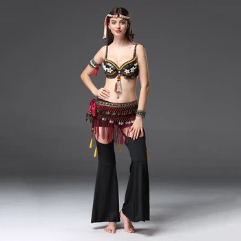 Ženy, Brušný Tanec Oblečenie Tribal 2 Kus Oblečenia Mince Podprsenka, Strapec Hip Šatku Tribal Belly Dance Kostým Set Professional