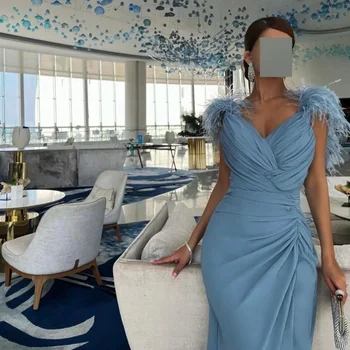 FLORINE TULIRAIN Lete Elegantné Večerné Šaty, na Poschodí-Dĺžka Módne Perie Formálne Prom Šaty Nové, Pre Očarujúce Ženy 2023
