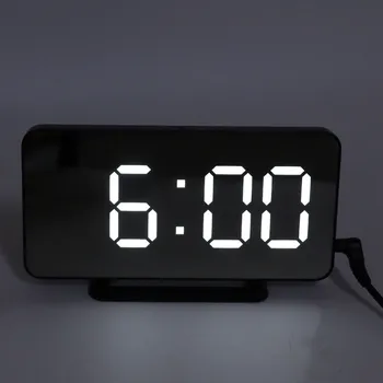 ABS Digitálny Budík 3 Jas LED Zrkadlo Alarm Elektronické Hodiny s Spánok 12/24H pre Domáce Spálňa Kancelária