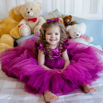2023 Sprievod Opuchnuté Krst 1 Rok Narodeniny Šaty Pre Dieťa Dievča Oblečenie Tortu Princezná Šaty Čipky Party Šaty Dieťa Oblečenie