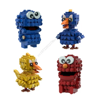 MOC Klasické Postavy Cartoon Cookie Monster,Pino,Veľký Vták,Elmo Sesame Street Brickheadz Stavebné Bloky pre Deti Hračky Dovolenku Dary