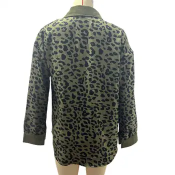 Ženy vrchné oblečenie Leopard Patchwork Klope Kabáta Štýlové dámske Jarná/jesenná Bunda s Loose Fit Singel svojim Dizajn Jednotnej