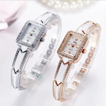 Móda Obdĺžnik Ocele Drahokamu Ženy Náramok Hodiniek Diamond Dial Módne Quartz náramkové hodinky pre Ženy Relogio Feminino