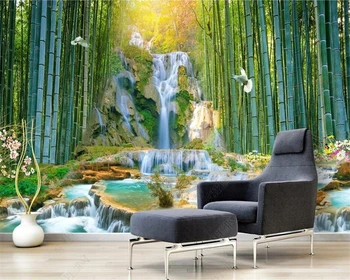 beibehang Prispôsobený nové, moderné bCustomized nové, moderné bamboamboo lesa vodopád, vodný park krajiny tapetu pozadia