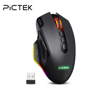 PICTEK Bezdrôtová Myš, Dobíjacia Ergonomic Gaming Mouse s 10 Programovateľnými Tlačidlami RGB Podsvietenie 10000 DPI Myši pre PC Gamer