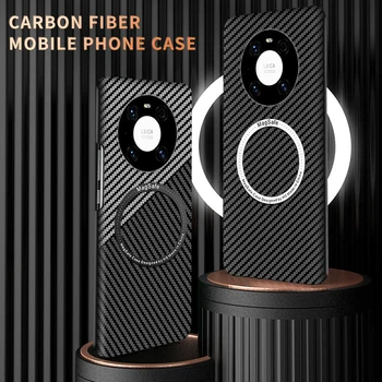 Carbon Fiber Textúra Spájať Magnetické Bezdrôtové Nabíjanie Prípade Huawei Mate 30 40 Pro Pevného PC Shockproof Cove.