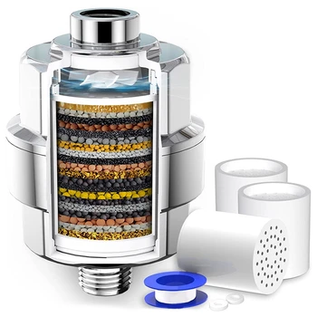 20 Fáze Sprchový Filter Sprcha Vodný Filter -Sprcha Hlavu Filtra Pre Tvrdú Vodu, S 3 Vymeniteľné Filtračné Vložky Ventilátor