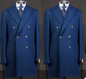 2023 Dlhé Modré Plášte Vrchol Klope Formálne Tuxedos Kostým Formálne Večeru Prom Podnikania Muži Vyhovovali 1 Ks(Bunda ）